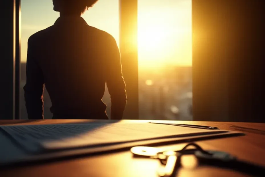 Pessoa olhando para um nascer do sol esperançoso após a complexidade da partilha de imóvel financiado no divórcio.